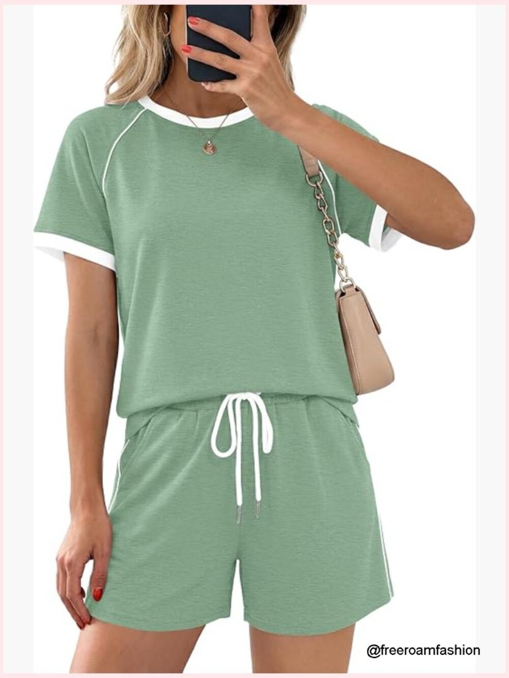 Women's 2 Piece Short Sleeve Top And Shorts Lounge Set With Pockets